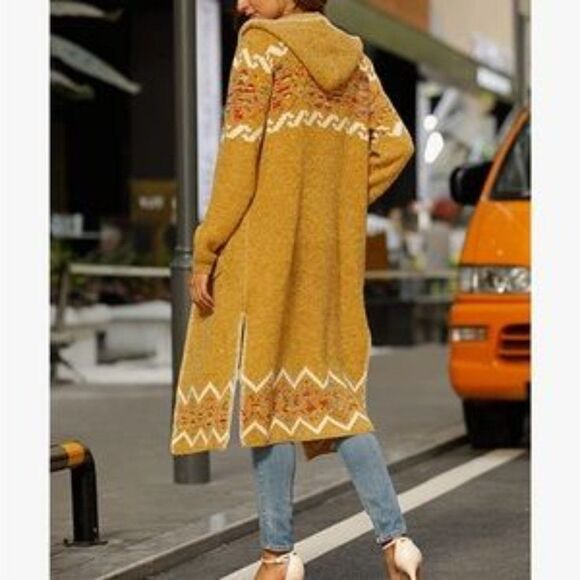 Boho Retro Style Vintage Pattern Aztec Tribal Cardigan with Pockets - Picture 2 of 4